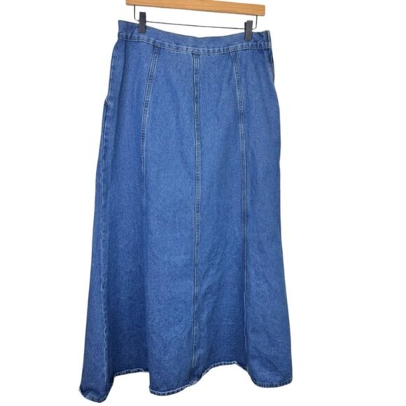 Cider Blue Denim A Line Maxi Skirt Size XL Western Classic - Picture 2 of 10
